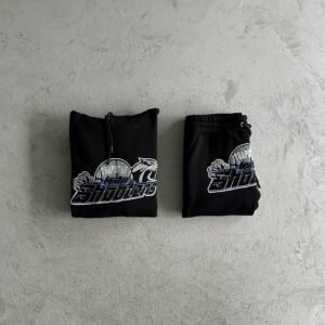 Chandal Trapstar negro Shoteers largo logo azul