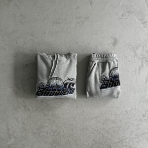 Chandal Trapstar gris Shoteers largo logo azul