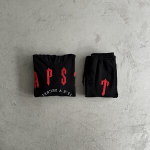 Chandal Trapstar largo negro y rojo