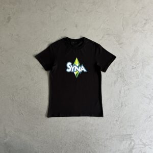 Camiseta Syna negra rombo verde