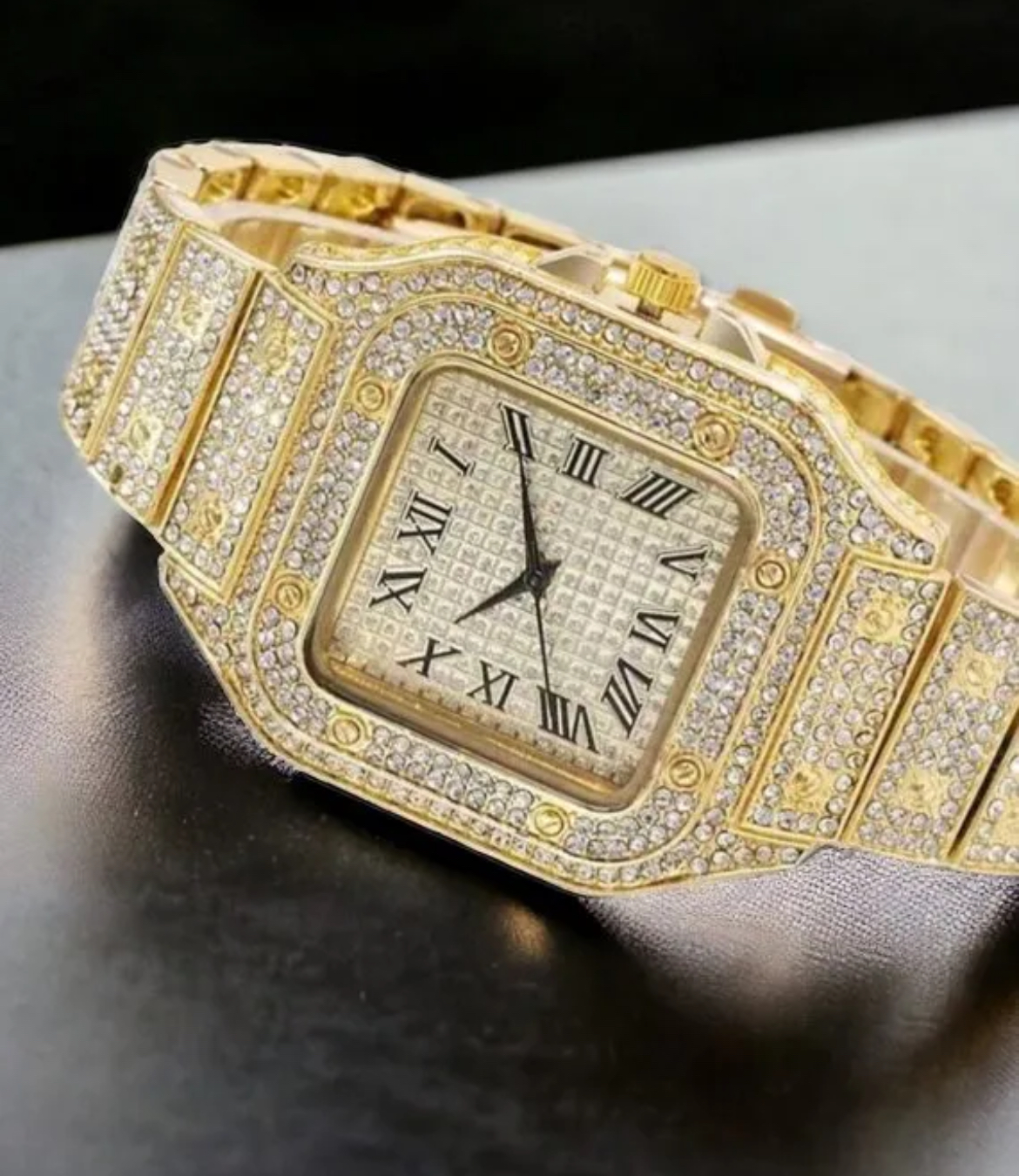 Reloj diamantes dorados esfera cuadrada (copia) - Imagen 5