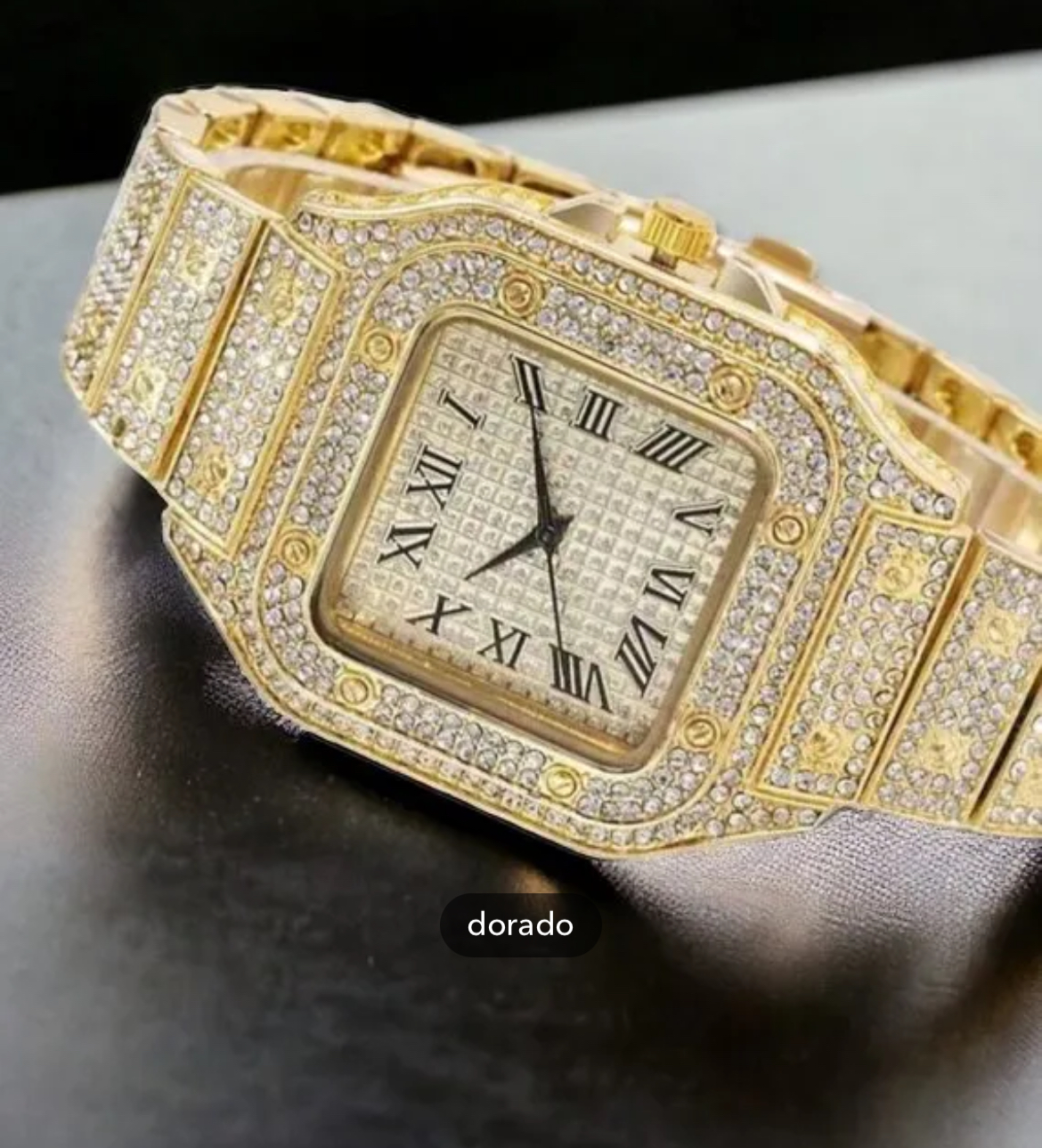Reloj diamantes dorados esfera cuadrada (copia) - Imagen 4